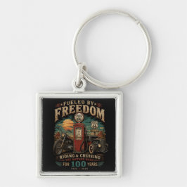 Route 66 Biker Travel Souvenir Fyrkantig Silverfärgad Nyckelring