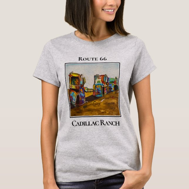 Route 66, Cadillac Ranch, Amarillo Texas T Shirt (Framsida)