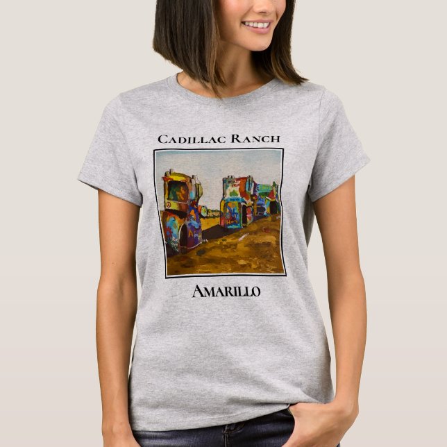 Route 66, Cadillac Ranch, Amarillo Texas T Shirt (Framsida)