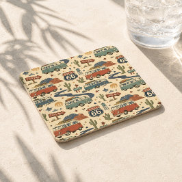 Route 66 Camper Van Resjournal Americana Underlägg Papper Kvadrat