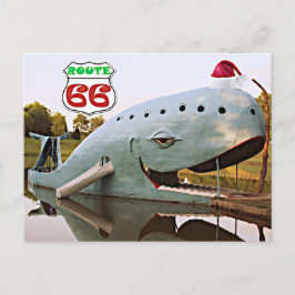 Route 66 Catoosa Blue Whale Santa Hat Vykort