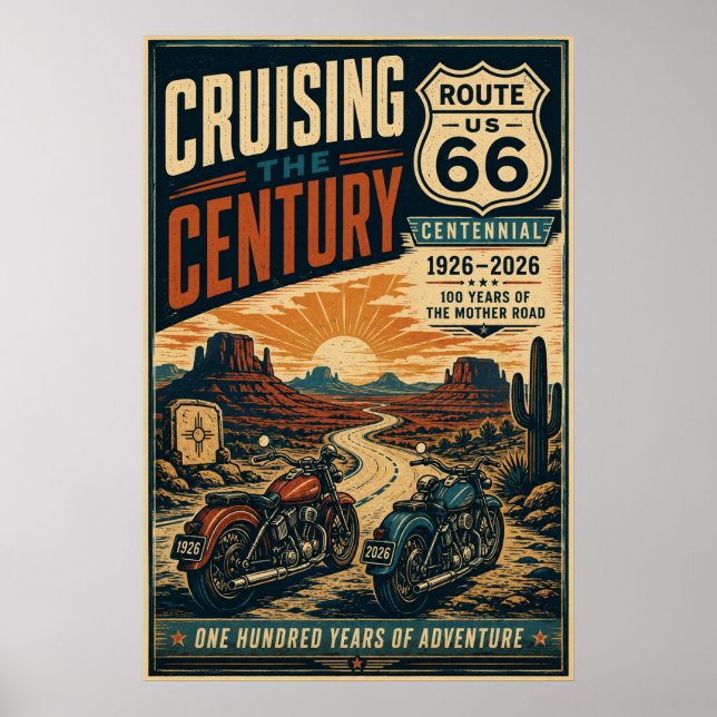 Route 66 Centennial Biker Desert Cruise Poster (Framsidan)