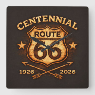 Route 66 Centennial Kontorsdekor Fyrkantig Klocka
