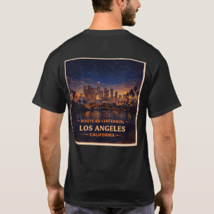 Route 66 Centennial LA Skyline Grafisk Tryck T Shirt