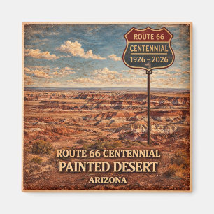 Route 66 Centennial Målade Öken-ikon Magnet