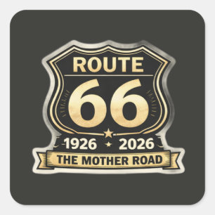 Route 66 Centennial Mother Road Shield Klistermärk Fyrkantigt Klistermärke