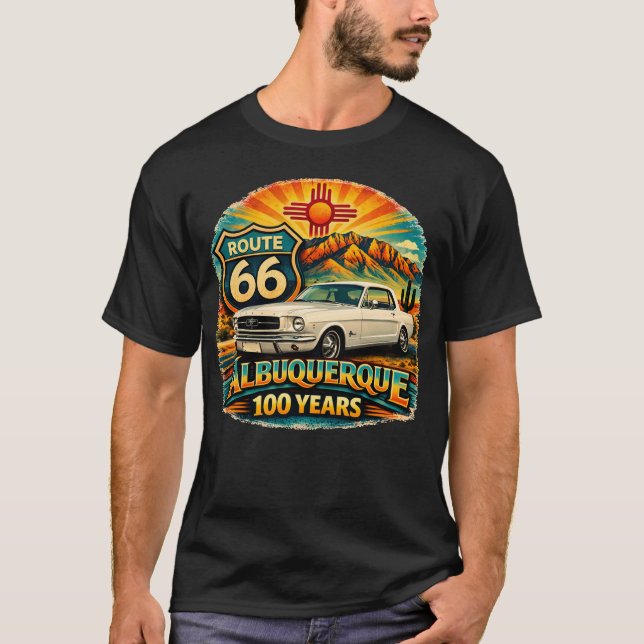 Route 66 Centennial Mustang T Shirt (Framsida)