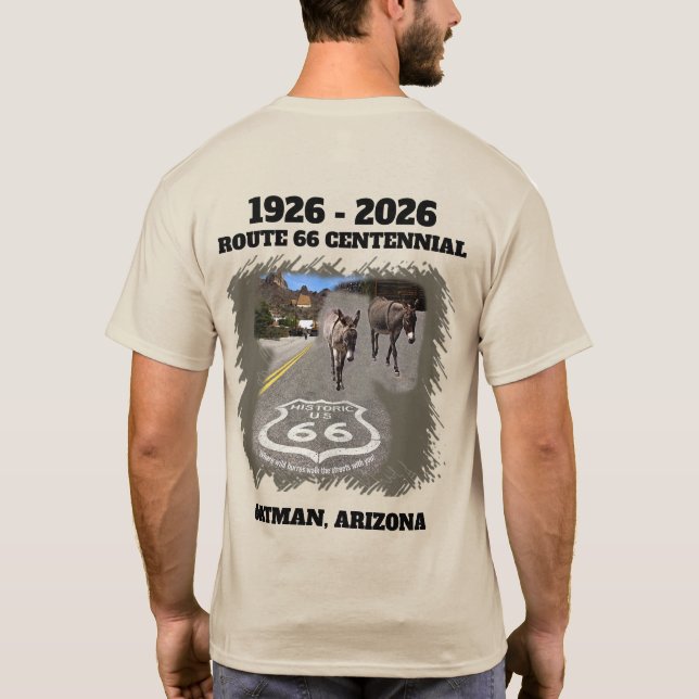Route 66 Centennial Oatman, Arizona Tillbaka T Shirt (Baksida)