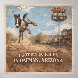 Route 66 Centennial Oatman Åsna Resa Konst Poster