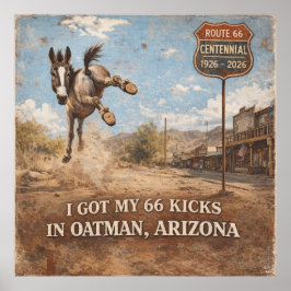 Route 66 Centennial Oatman Åsna Resa Konst Poster