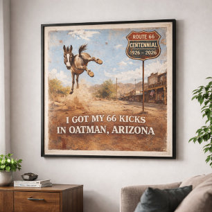 Route 66 Centennial Oatman Åsna Resa Konst Poster