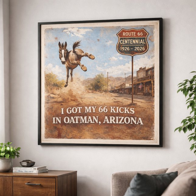 Route 66 Centennial Oatman Åsna Resa Konst Poster (Skapare uppladdad)