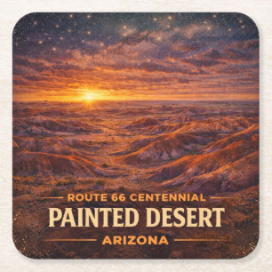 Route 66 Centennial Painted Desert Horizon Underlägg Papper Kvadrat