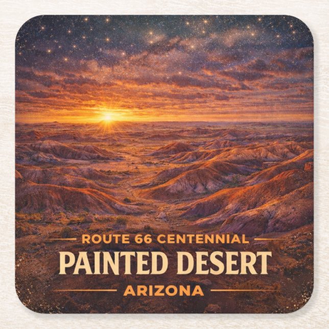 Route 66 Centennial Painted Desert Horizon Underlägg Papper Kvadrat (Framsidan)