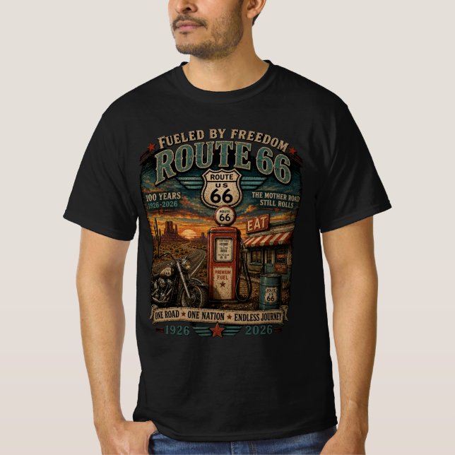 Route 66 Centennial Vintage Biker-västar T Shirt (Framsida)