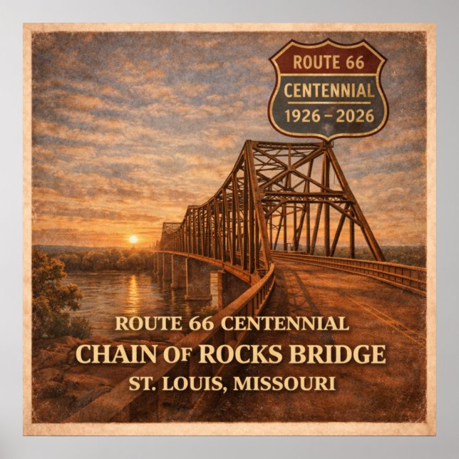 Route 66 Chain of Rocks Bridge Poster (Framsidan)