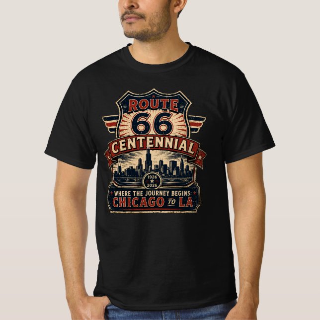Route 66 Chicago Centennial-vägarbetströja T Shirt (Framsida)