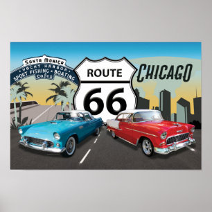 Route 66, Chicago till Santa Monica Poster