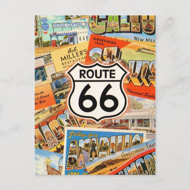  Route 66 Colorful Postcard Vykort (Framsida)