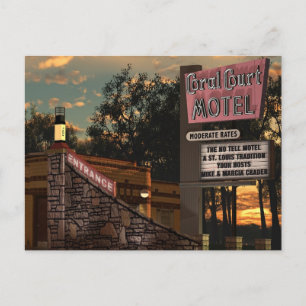 Route 66 Coral Court Motel Retro Neon Sign Vykort