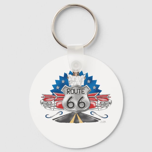 Route 66 Cowgirl Keychain Nyckelring (Framsida)