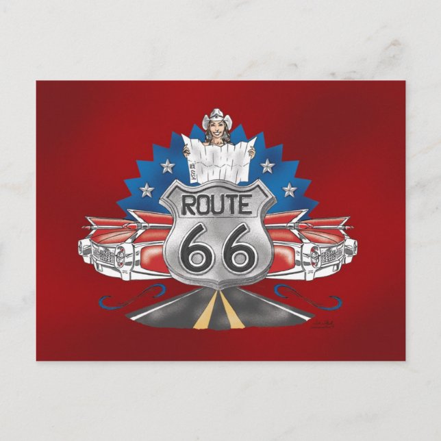 Route 66 Cowgirl-vykort Vykort (Framsida)