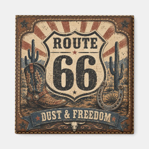 Route 66 Damm Frihet Vintage Västerländsk Hemdekor Magnet