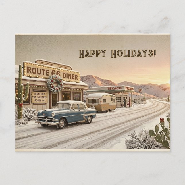 Route 66 Diner Caravan Julritt Vykort (Framsida)