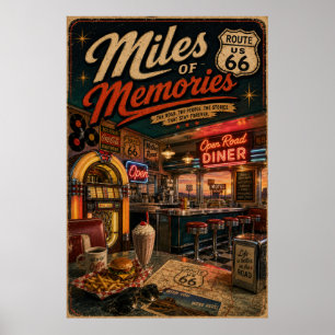 route 66 Diner Miles Minnen Konst Poster