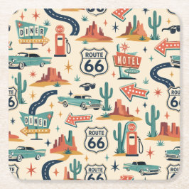 Route 66 Diner Party Drickbord Americana Underlägg Papper Kvadrat