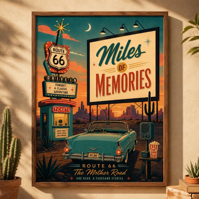 Route 66 Drive In Memories Centennial Art Poster (Skapare uppladdad)