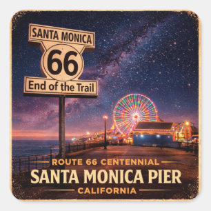 Route 66 Ferris Wheel Resminnen Fyrkantigt Klistermärke