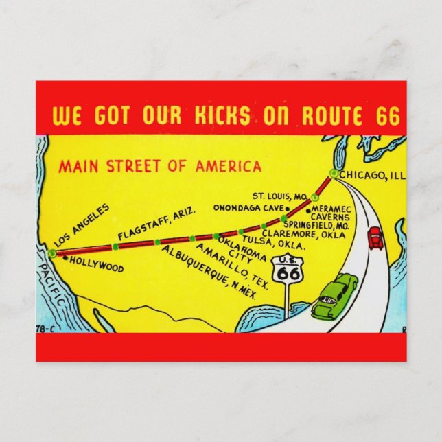 Route 66 - Fick våra kicks vykort (Framsida)