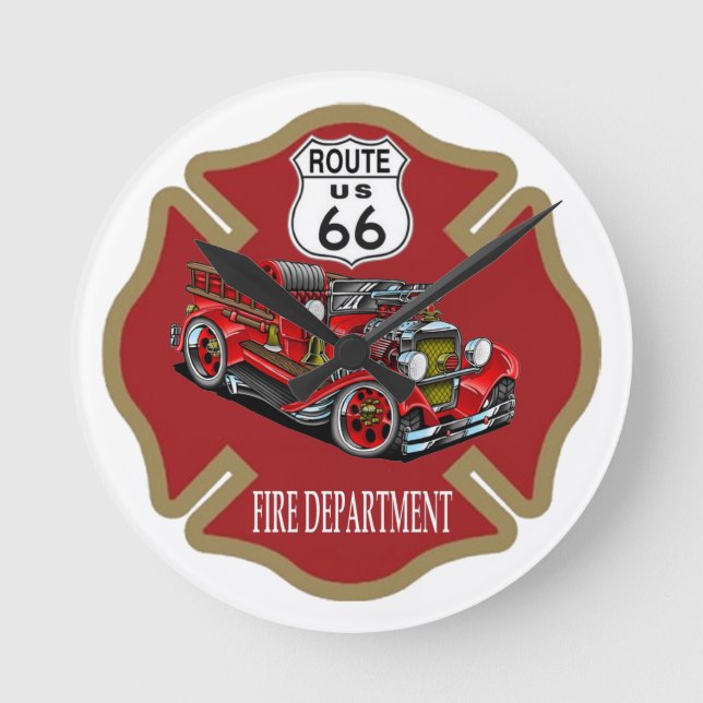 Route 66 Fire Department-klocka Rund Klocka (Framsida)