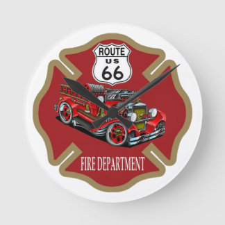 Route 66 Fire Department-klocka Rund Klocka