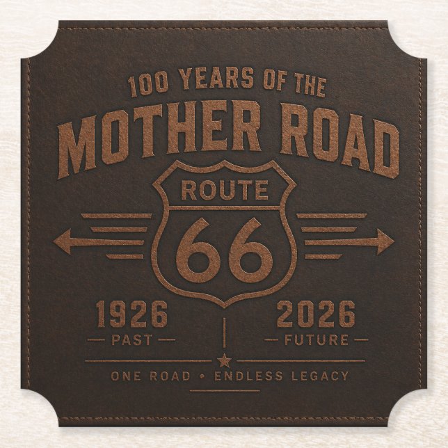 Route 66 Garage Bar Centennial Shield Art Underlägg Papper (Framsida)
