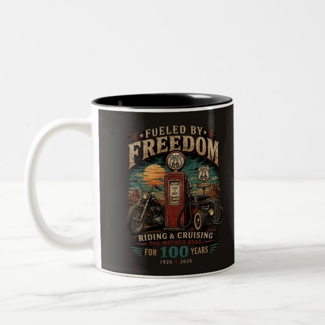 Route 66 Garage Coffee Nostalgi Två-Tonad Mugg (Vänster)