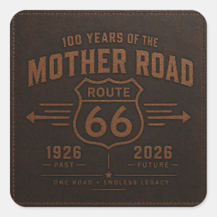 Route 66 Garage-dekal svart guldsköld konst Fyrkantigt Klistermärke