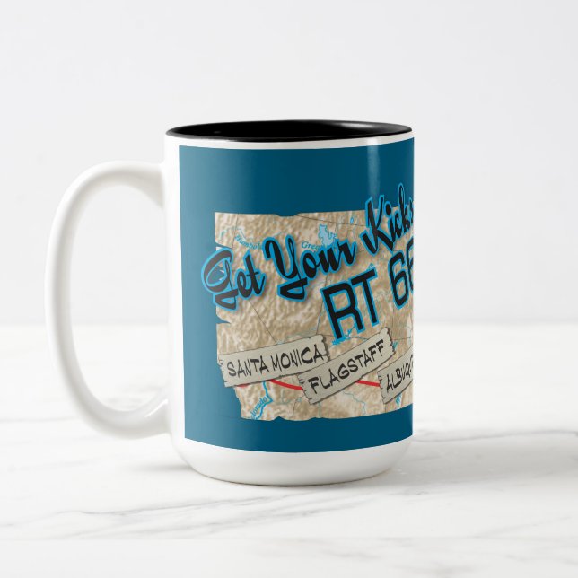 route 66 get your kicks mug 26bluebg Två-Tonad mugg (Vänster)