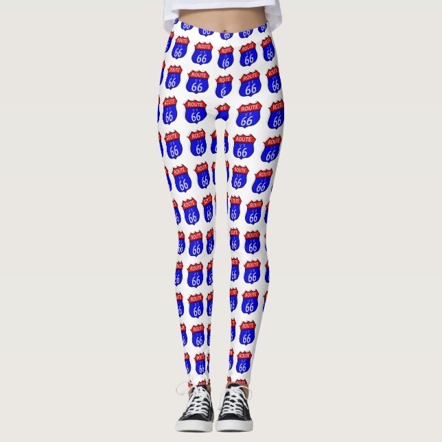Route 66 Highway Sign Leggings (Framsida)