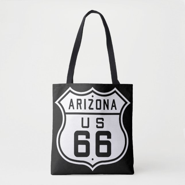 Route 66 Highway Sign Tote Bag Tygkasse (Framsida)