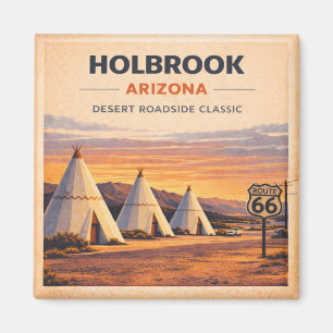 Route 66 Holbrook Arizona Heritage Classic Solnedg Magnet
