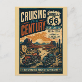 Route 66 Hundraårsjubileum Vintage Motorcykel Öken Vykort