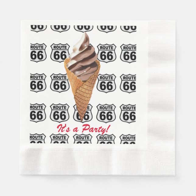 Route 66 ice cream napkin pappersservett (Framsidan)