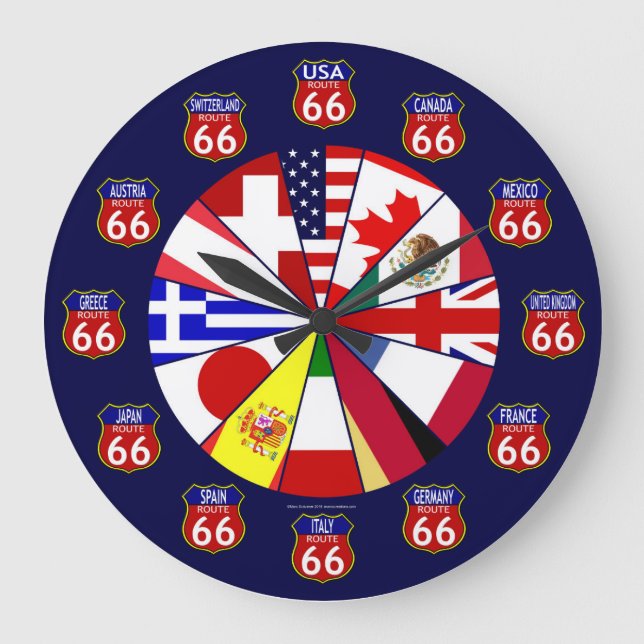 Route 66 Internationell Clock Stor Klocka (Framsida)