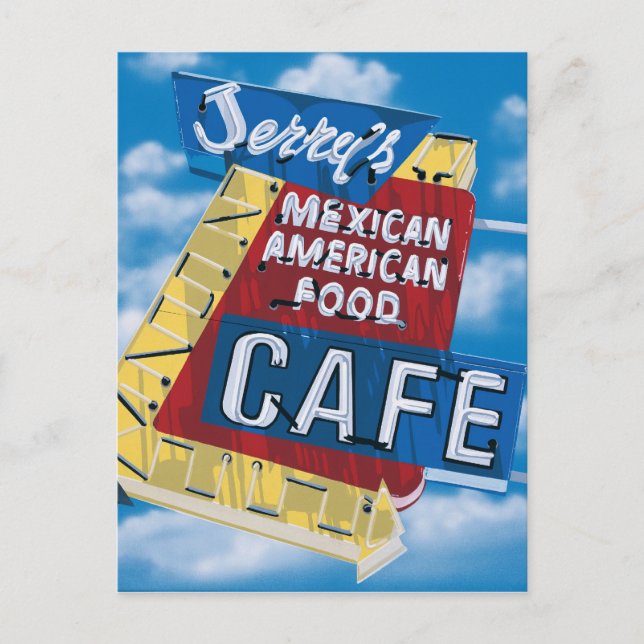 Route 66 Jerry's Cafe Middag Painting Postcard Vykort (Framsida)