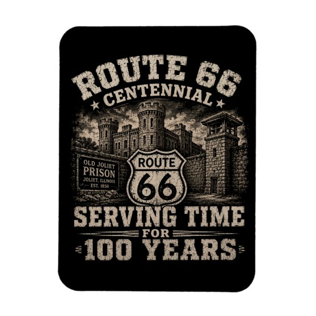 Route 66 Joliet Prison Centennial Americana Magnet (Vertikal)