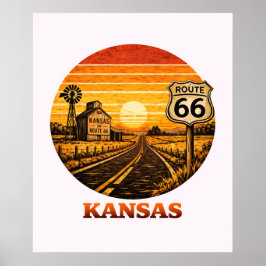 Route 66 Kansas Sunflower State Affisch