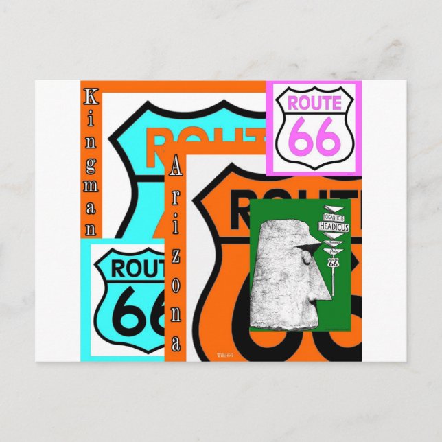 Route 66 Kingman Giganticus Headicus AZ Vykort (Framsida)