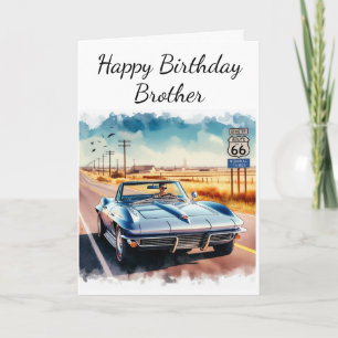 Route 66 Klassisk Bil Lycklig Födelsedag Bror Kort